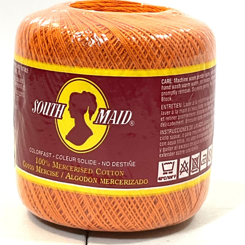 South Maid Crochet Thread Size 10 Pumpkin 431 Mercerized Cotton New